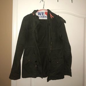 Army green utility jacket (zip off hood!)